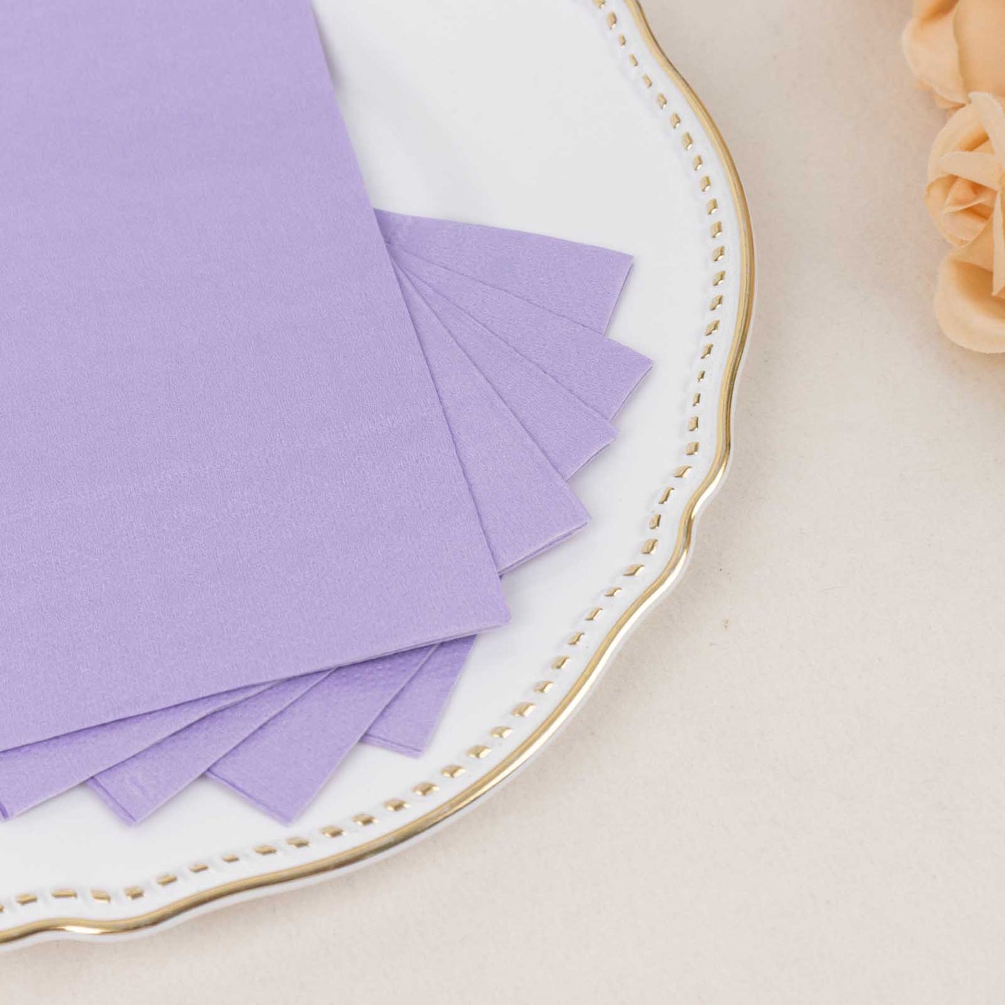 50 Pack 2 Ply Soft Lavender Lilac Disposable Party Napkins, Wedding Reception Dinner Paper Napkins