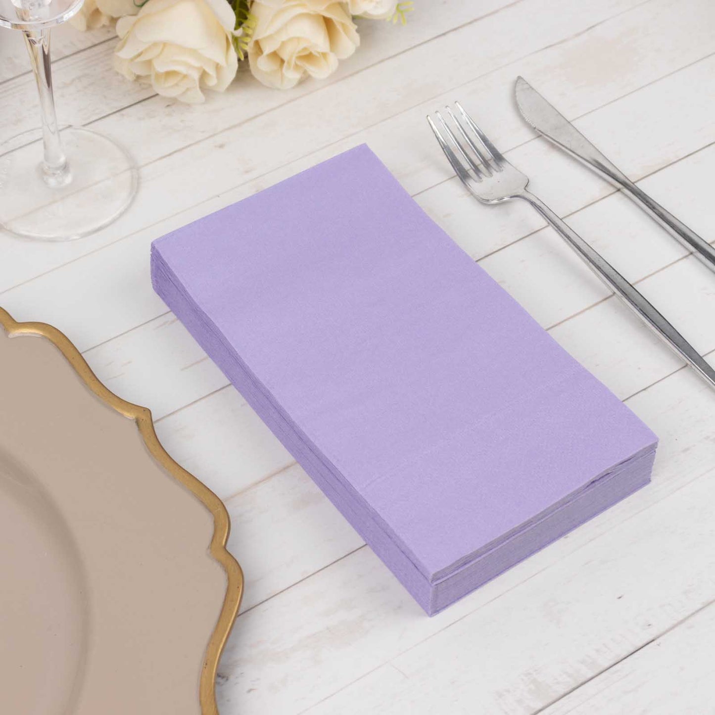 50 Pack 2 Ply Soft Lavender Lilac Disposable Party Napkins, Wedding Reception Dinner Paper Napkins