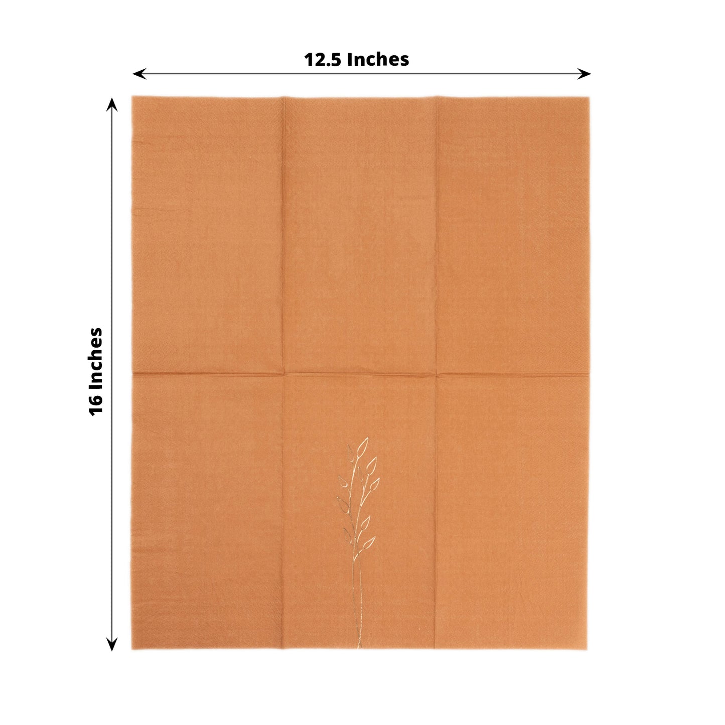 50 Pack Terracotta (Rust) 2 Ply Paper Dinner Napkins with Gold Embossed Leaf, Soft Disposable Wedding Party Napkins - 18 GSM