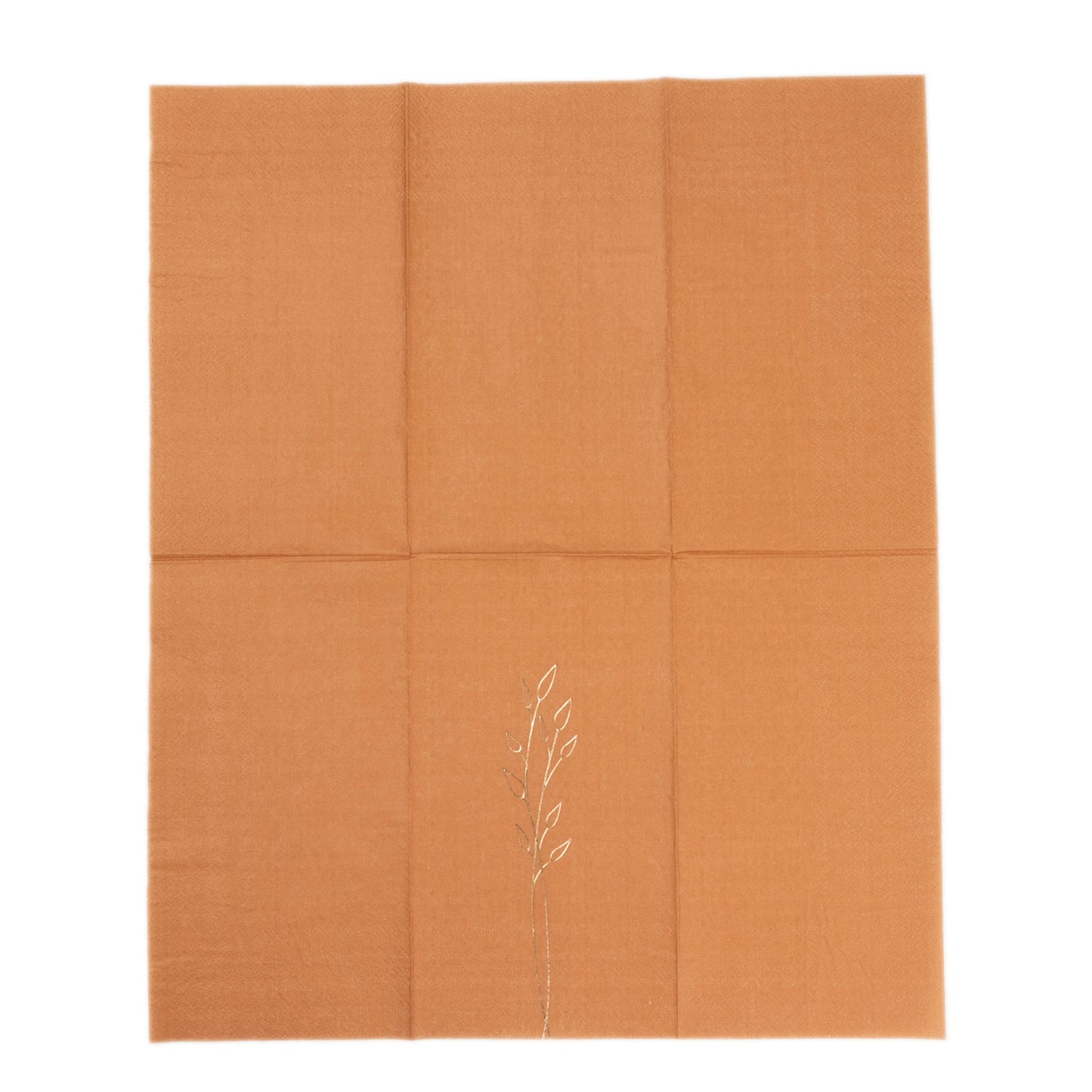 50 Pack Terracotta (Rust) 2 Ply Paper Dinner Napkins with Gold Embossed Leaf, Soft Disposable Wedding Party Napkins - 18 GSM