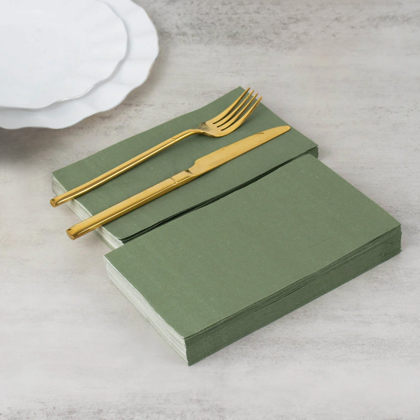 50 Pack | 2 Ply Soft Olive Green Dinner Party Paper Napkins, Wedding Reception Cocktail Beverage Napkins