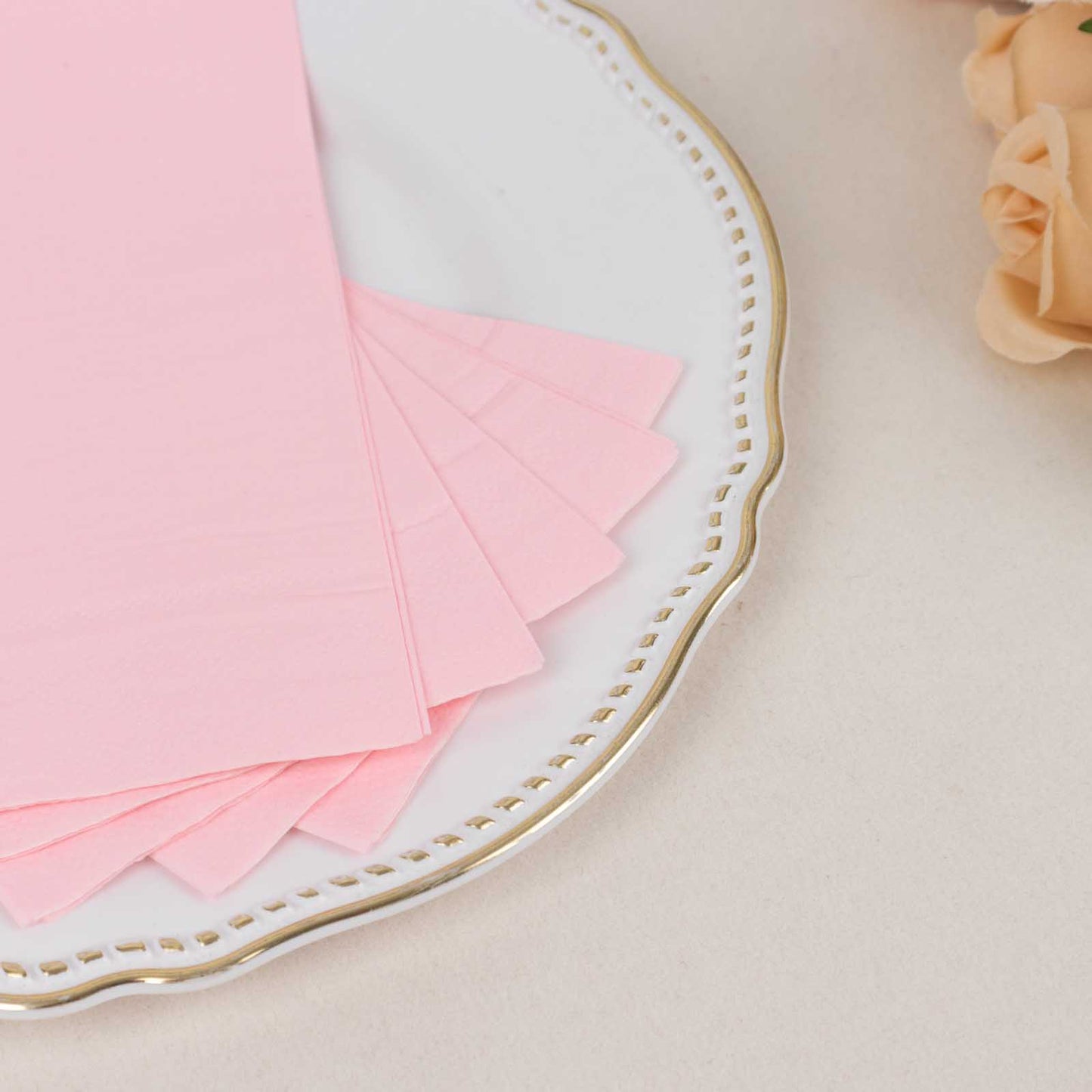 50 Pack 2 Ply Soft Pink Wedding Reception Dinner Paper Napkins, Cocktail Beverage Party Napkins