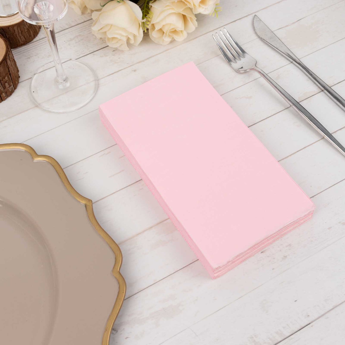 50 Pack 2 Ply Soft Pink Wedding Reception Dinner Paper Napkins, Cocktail Beverage Party Napkins