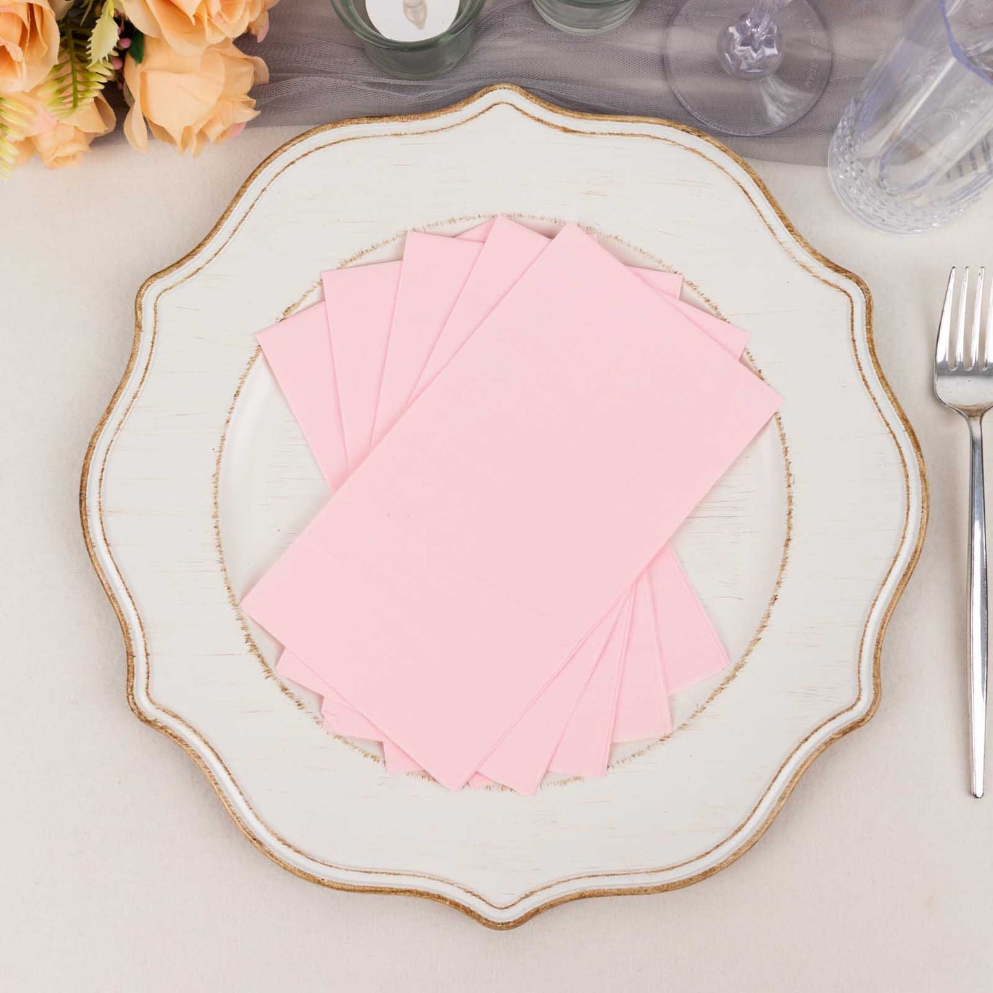 50 Pack 2 Ply Soft Pink Wedding Reception Dinner Paper Napkins, Cocktail Beverage Party Napkins