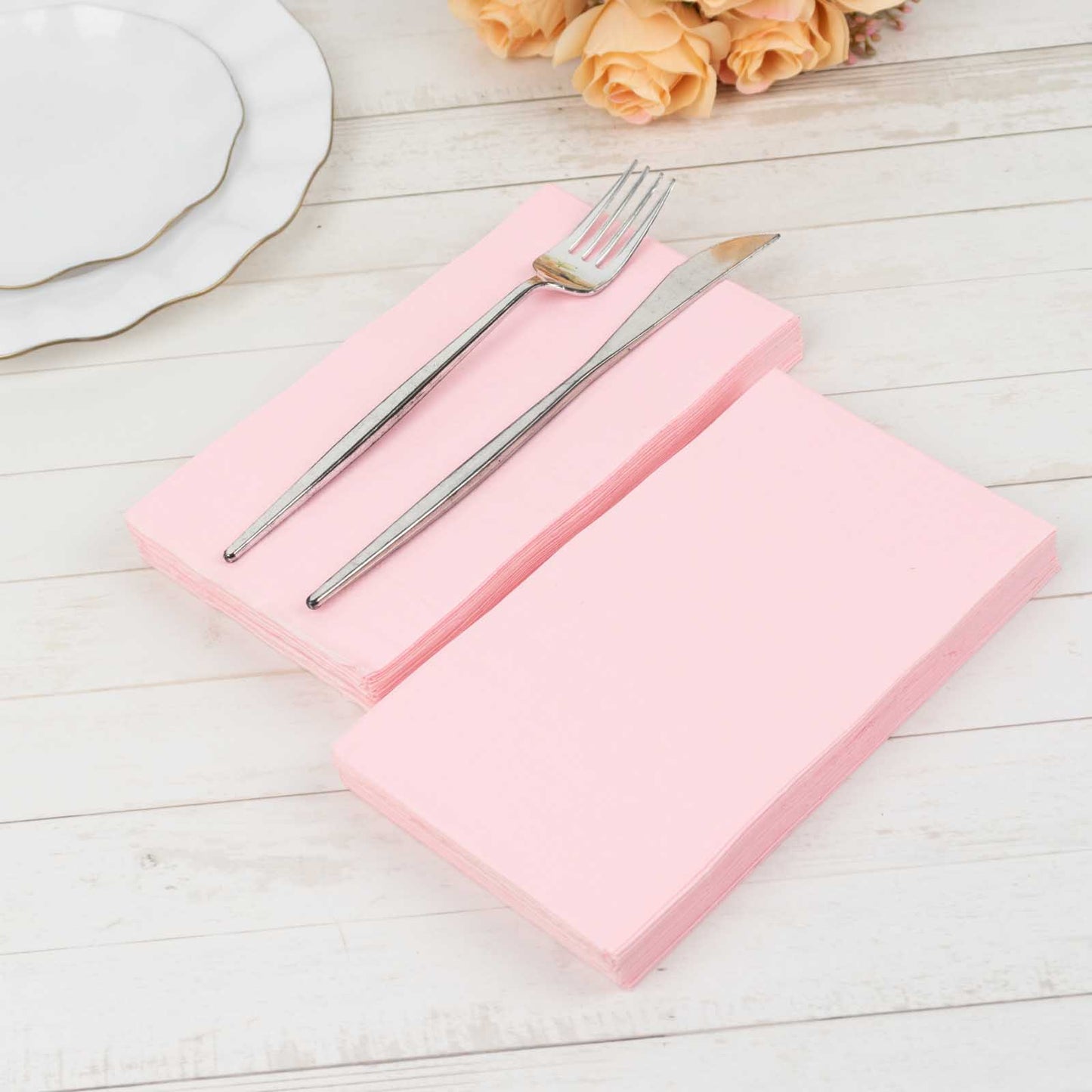 50 Pack 2 Ply Soft Pink Wedding Reception Dinner Paper Napkins, Cocktail Beverage Party Napkins