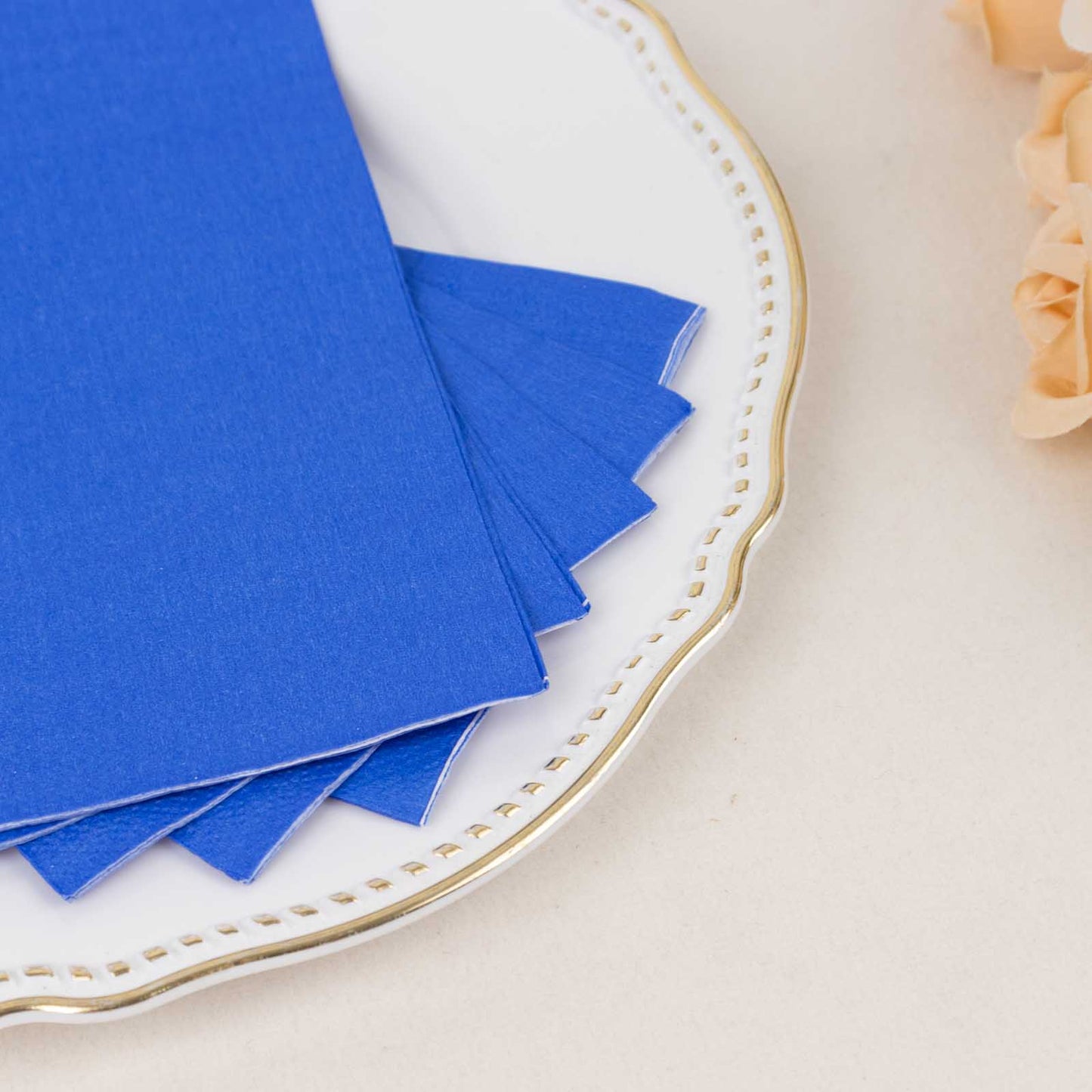 50 Pack 2 Ply Soft Royal Blue Disposable Party Napkins, Wedding Reception Dinner Paper Napkins