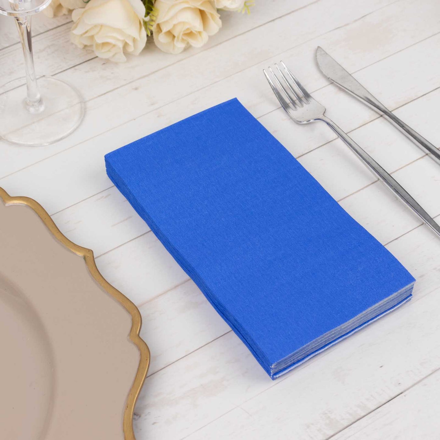 50 Pack 2 Ply Soft Royal Blue Disposable Party Napkins, Wedding Reception Dinner Paper Napkins