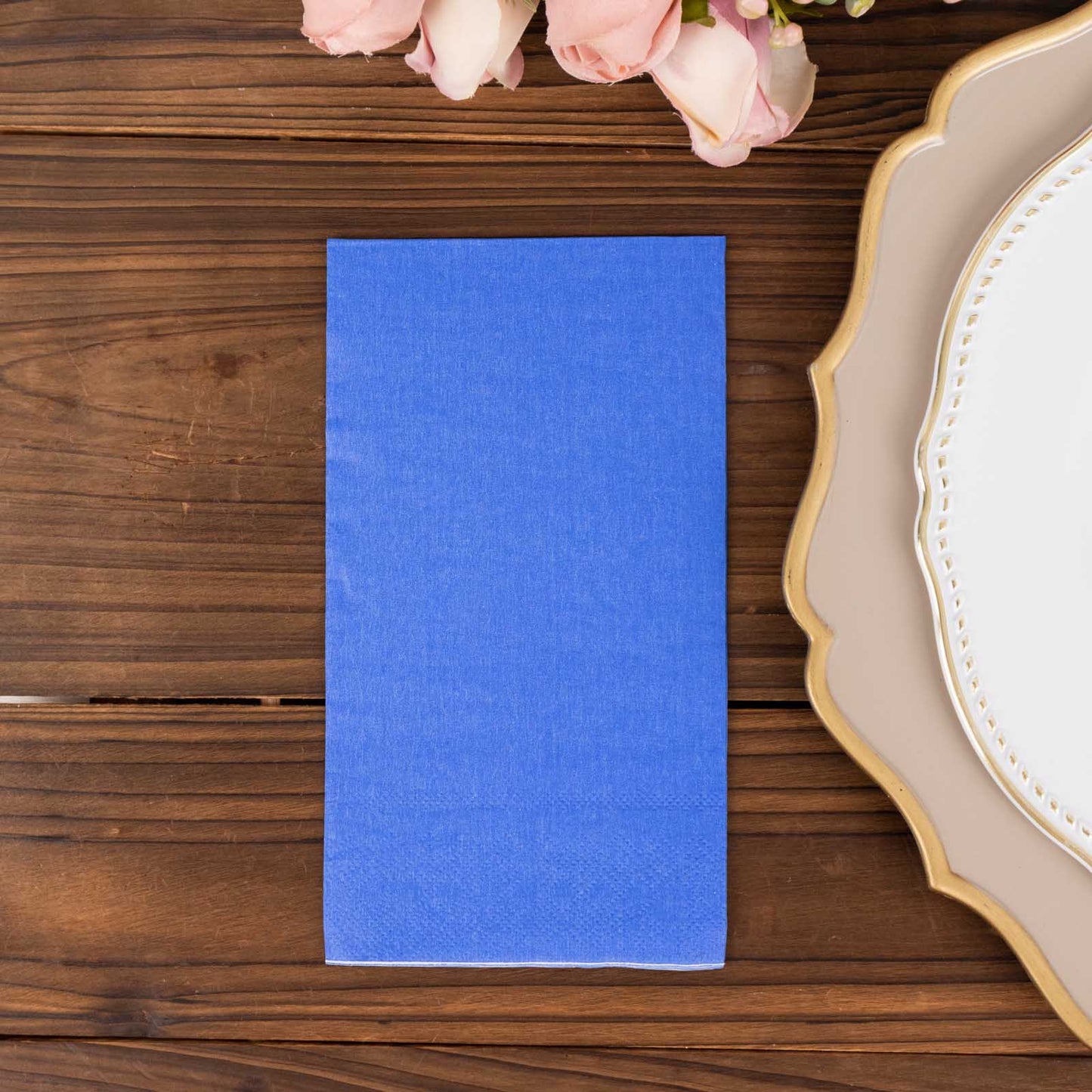 50 Pack 2 Ply Soft Royal Blue Disposable Party Napkins, Wedding Reception Dinner Paper Napkins