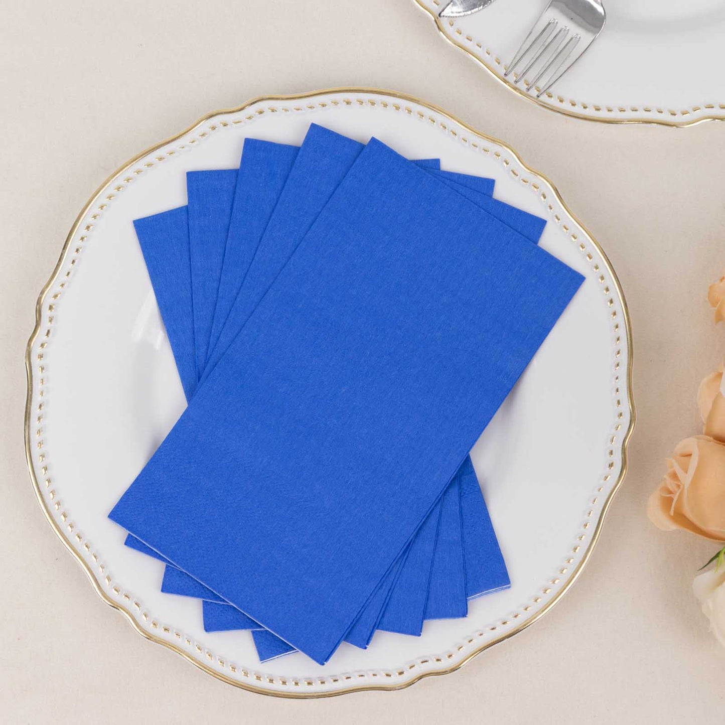 50 Pack 2 Ply Soft Royal Blue Disposable Party Napkins, Wedding Reception Dinner Paper Napkins