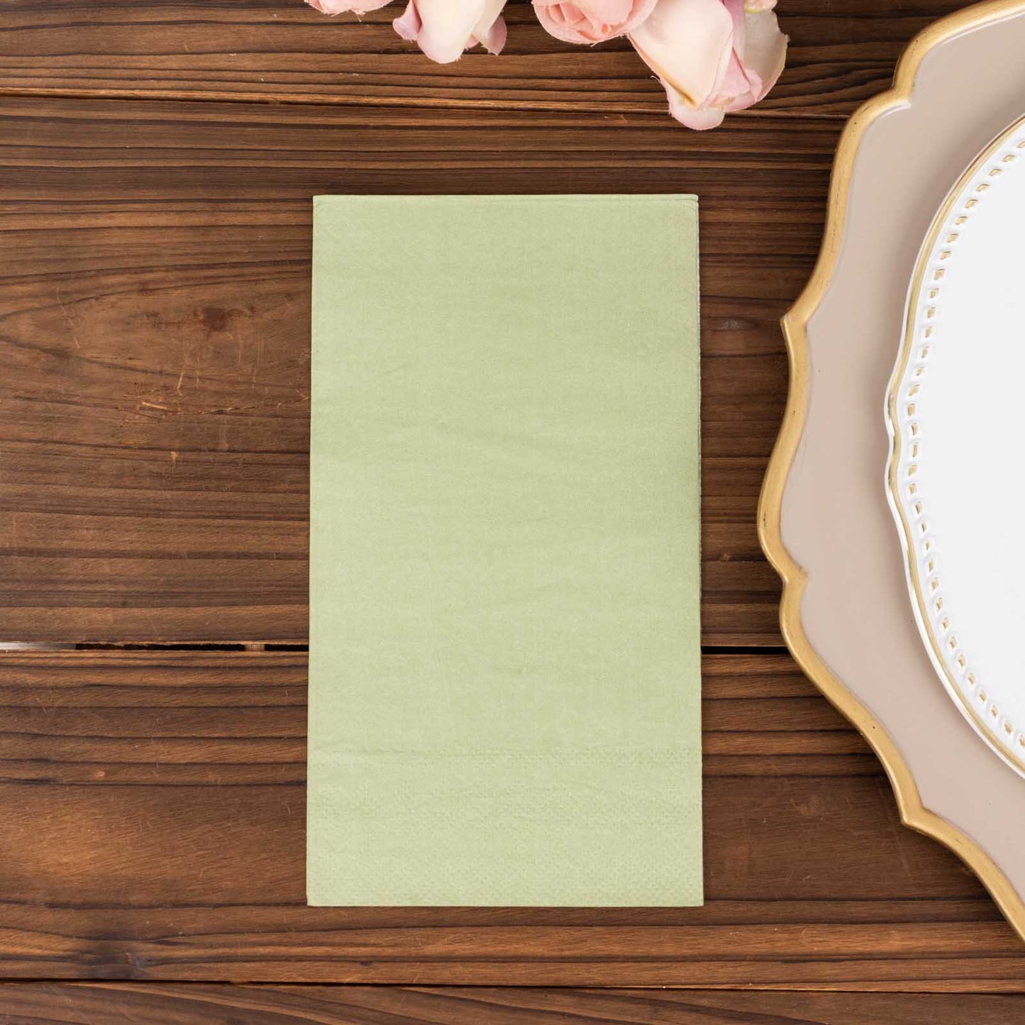 50 Pack 2 Ply Soft Sage Green Disposable Party Napkins, Wedding Reception Dinner Paper Napkins