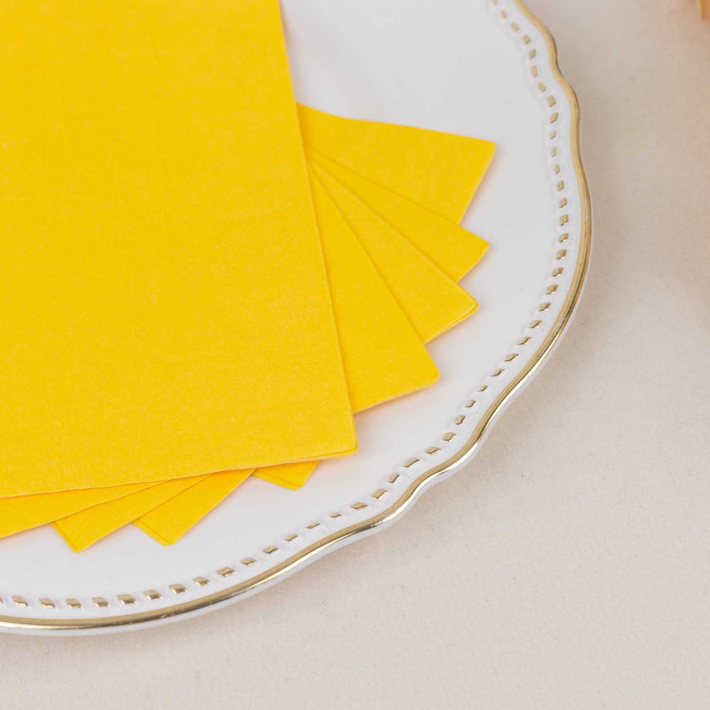 50 Pack 2 Ply Soft Yellow Disposable Party Napkins, Wedding Reception Dinner Paper Napkins