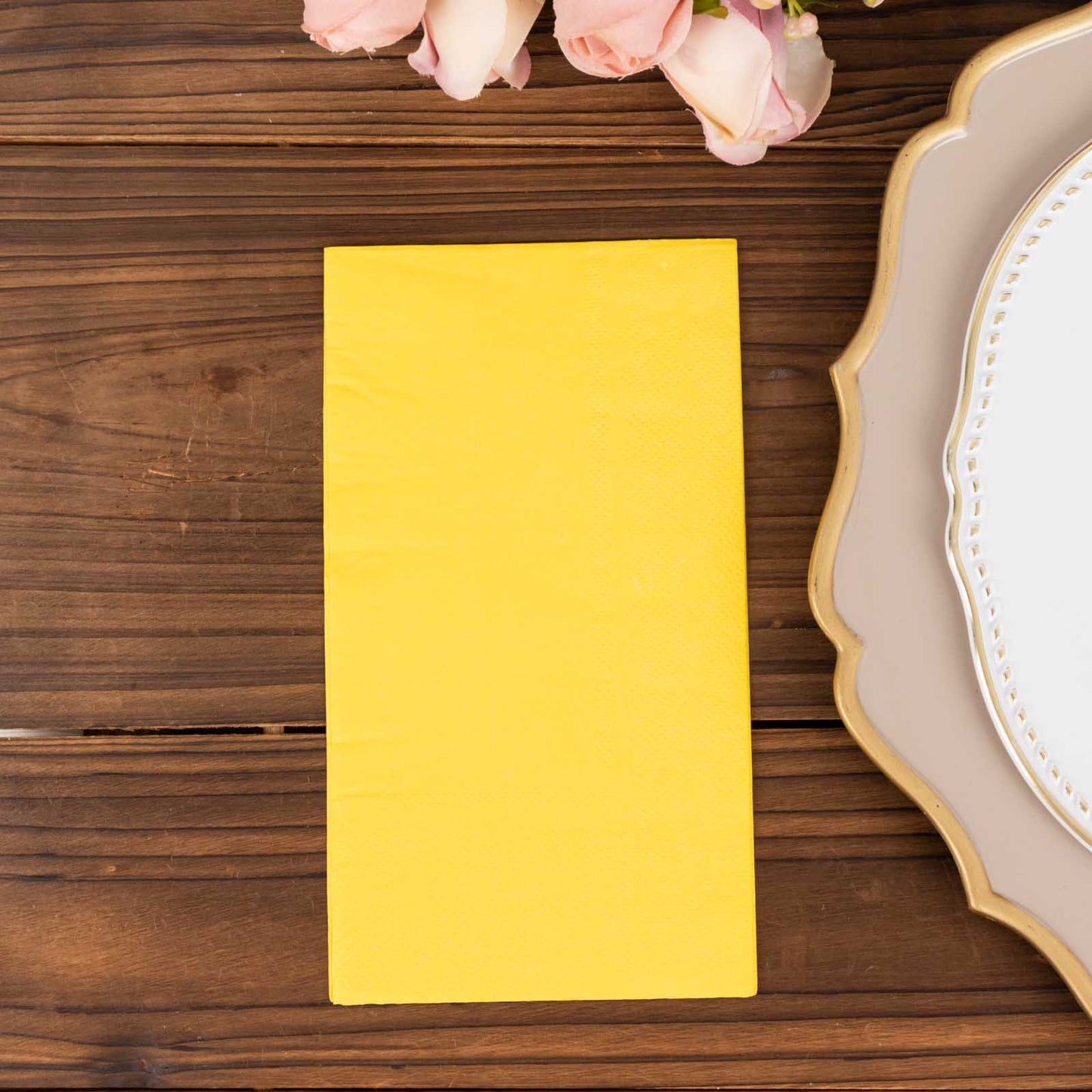 50 Pack 2 Ply Soft Yellow Disposable Party Napkins, Wedding Reception Dinner Paper Napkins