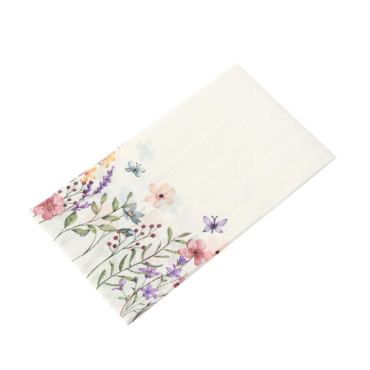 50 Pack Wildflower Butterfly Paper Party Napkins, Soft 2-Ply Highly Absorbent Disposable Dinner Napkins - 8"x4"
