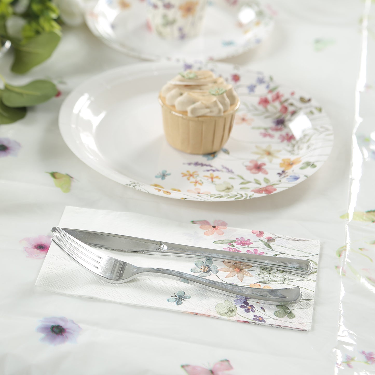 50 Pack Wildflower Butterfly Paper Party Napkins, Soft 2-Ply Highly Absorbent Disposable Dinner Napkins - 8"x4"