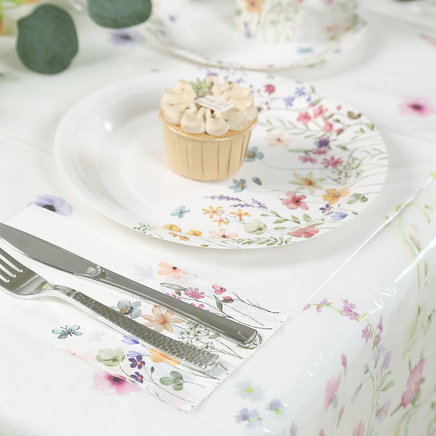 50 Pack Wildflower Butterfly Paper Party Napkins, Soft 2-Ply Highly Absorbent Disposable Dinner Napkins - 8"x4"