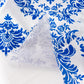 Royal blue and white damask taffeta napkins for weddings and events.