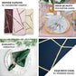 Modern dusty blue and geometric gold cloth dinner napkins.