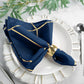Geometric Gold Print On Navy Blue Cloth Dinner Napkins 20x20 Inch