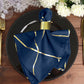 Geometric Gold Print On Navy Blue Cloth Dinner Napkins 20x20 Inch