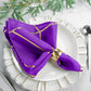 5 Pack Purple Polyester Cloth Napkins with Gold Foil Geometric Design 20 Inch x 20 Inch