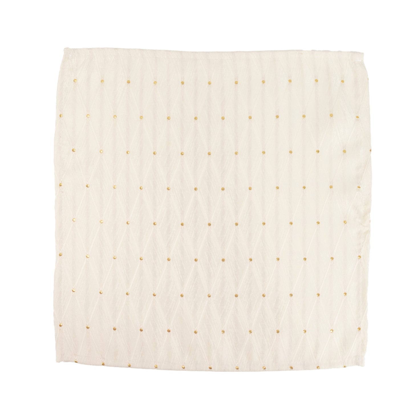 5 Pack Jacquard Cloth Napkins Ivory, 17"x17" - Diamond Trellis with Gold Accent Dots