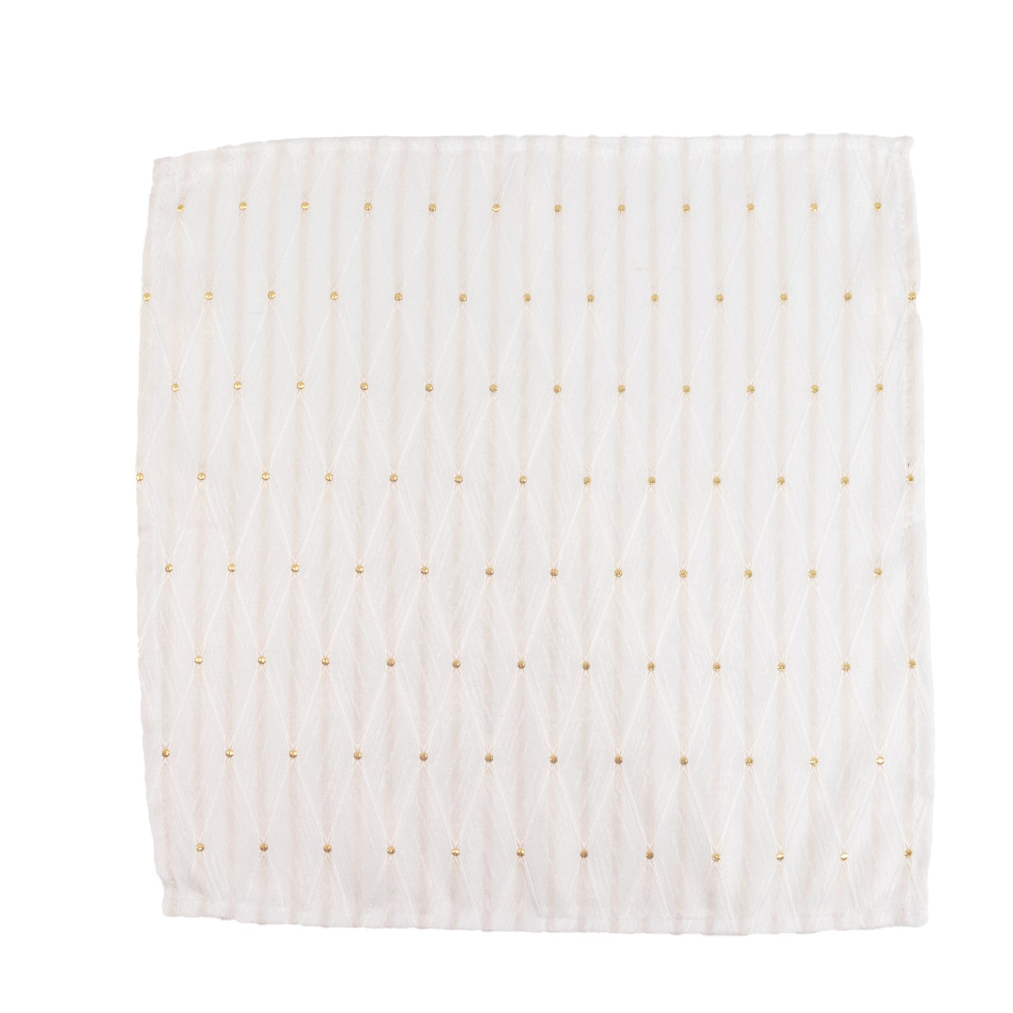 5 Pack Jacquard Cloth Napkins White, 17"x17" - Diamond Trellis with Gold Accent Dots