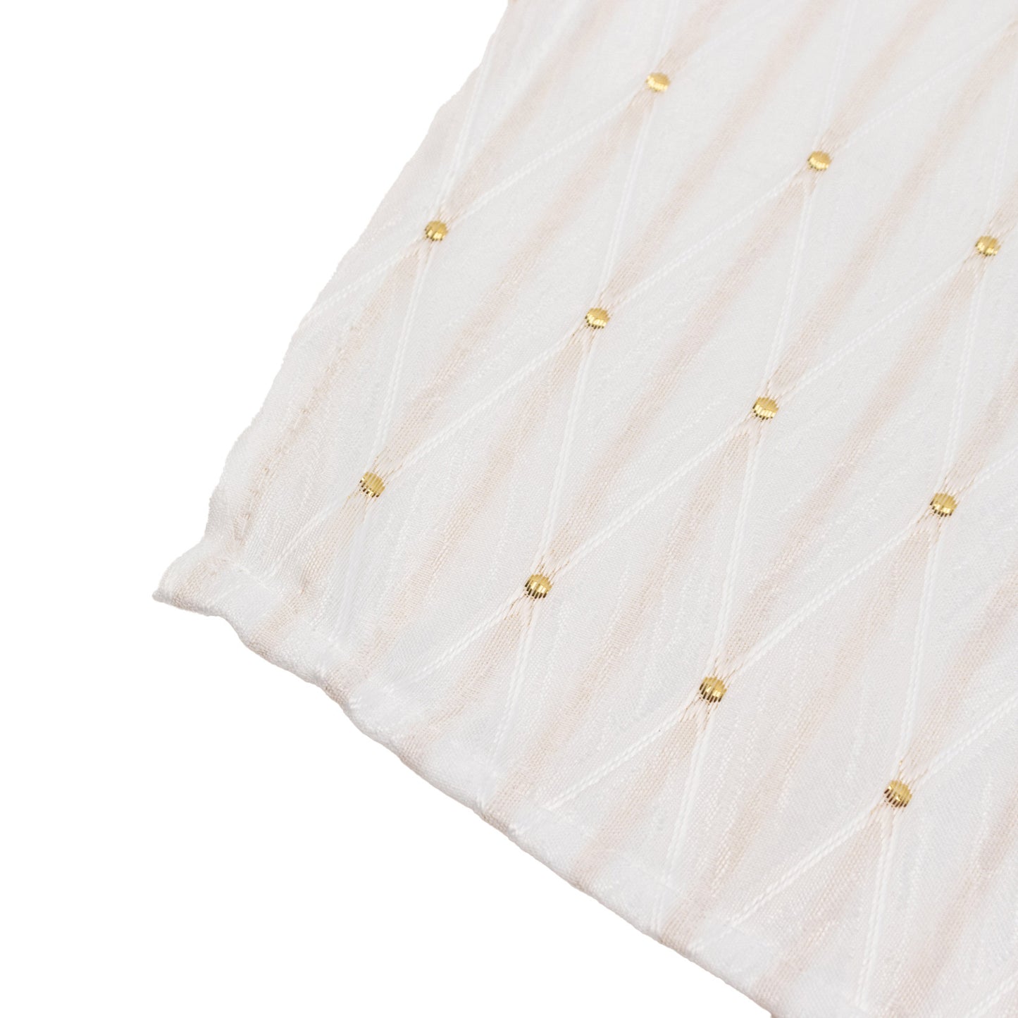 5 Pack Jacquard Cloth Napkins White, 17"x17" - Diamond Trellis with Gold Accent Dots