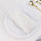 5 Pack Jacquard Cloth Napkins White, 17"x17" - Diamond Trellis with Gold Accent Dots