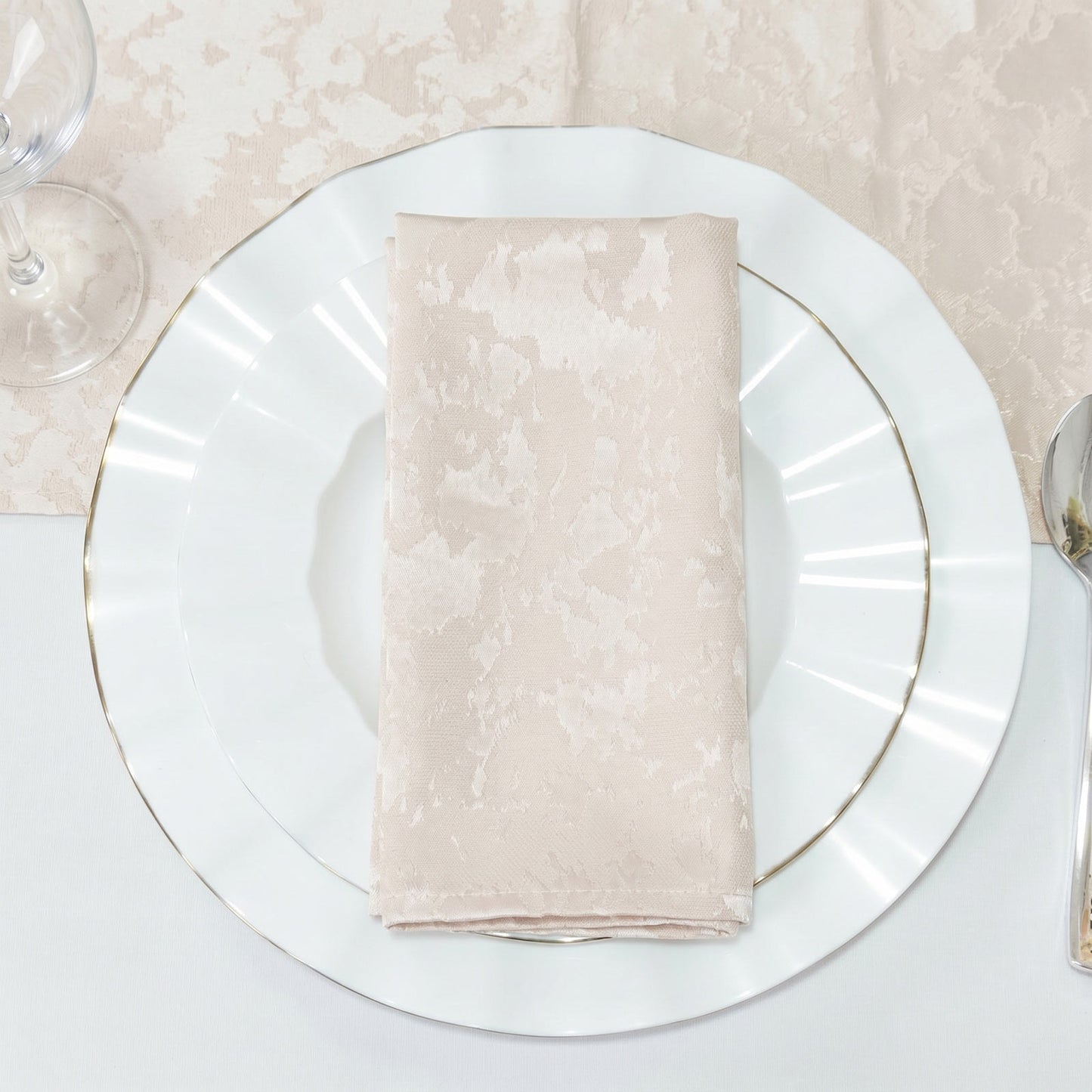 5 Pack Jacquard Cloth Napkins Beige, 17"x17" - Abstract Watercolor Pattern
