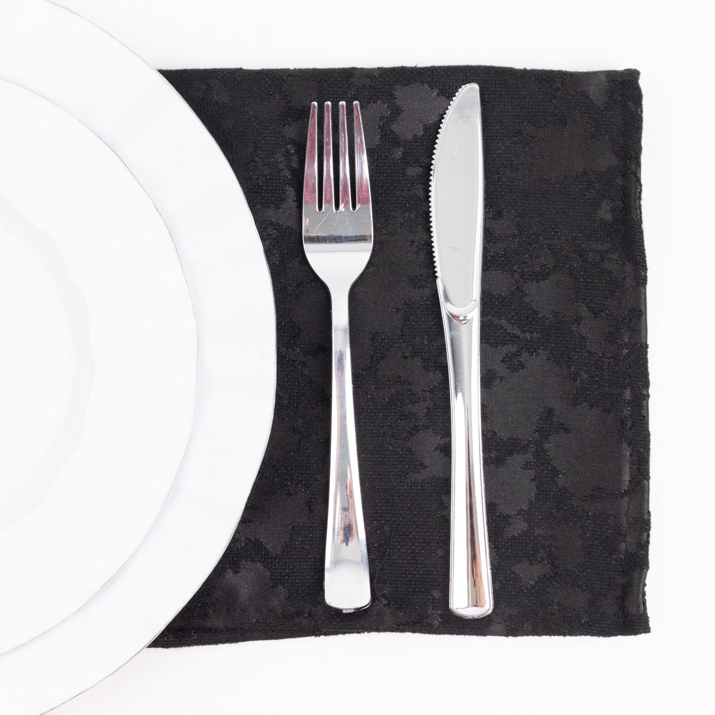 5 Pack Jacquard Cloth Napkins Black, 17"x17" - Abstract Watercolor Pattern