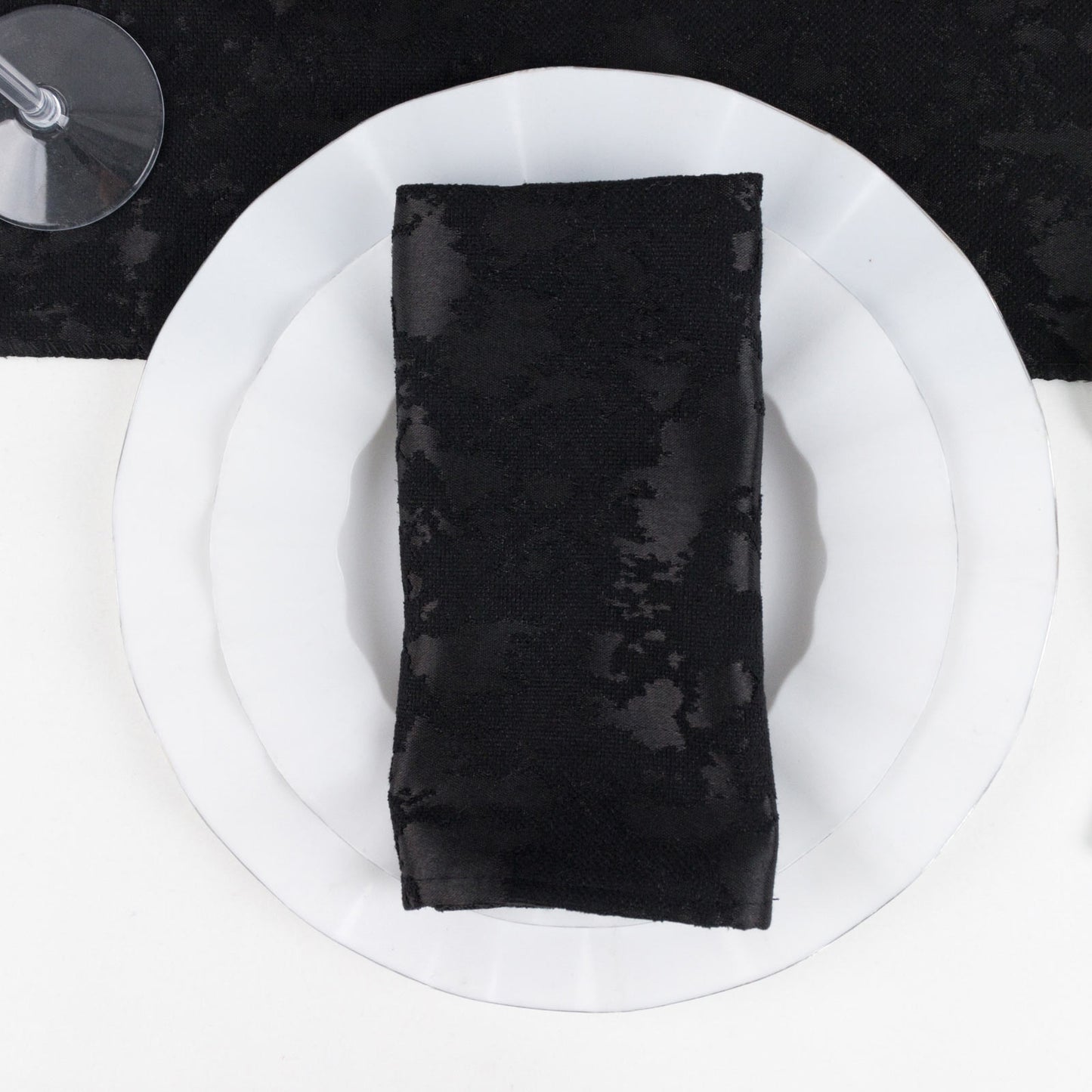 5 Pack Jacquard Cloth Napkins Black, 17"x17" - Abstract Watercolor Pattern
