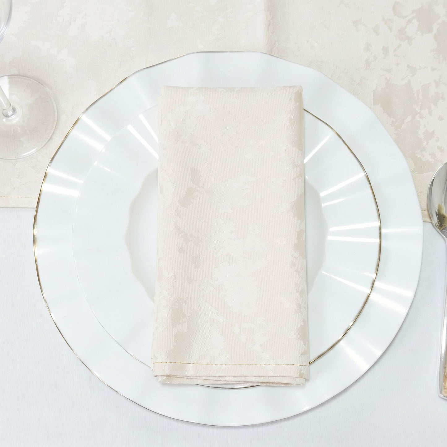5 Pack Jacquard Cloth Napkins Off White, 17"x17" - Abstract Watercolor Pattern