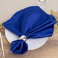 Royal Blue Satin Napkin, 20"x20", elegantly styled on a plate.