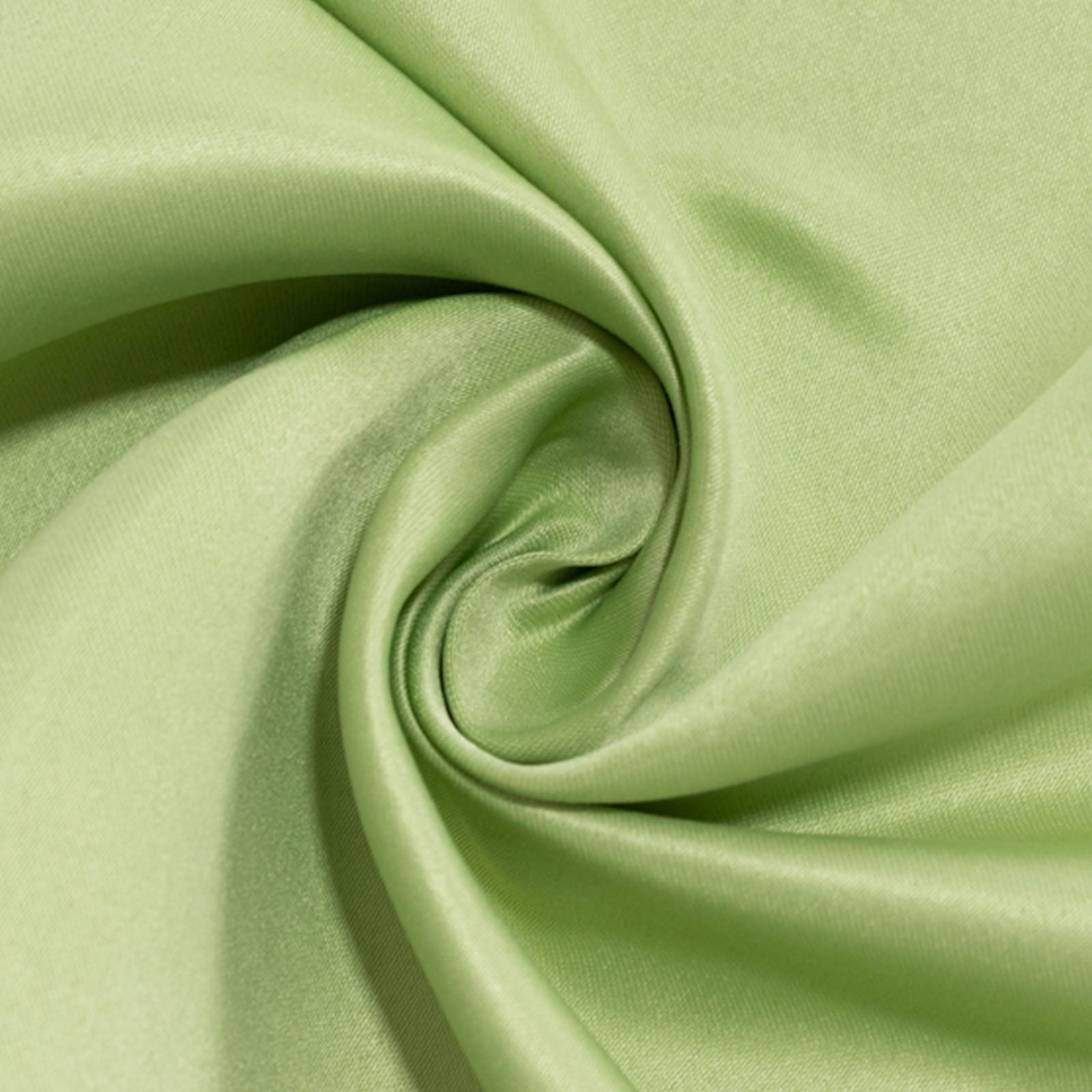 Sage green satin napkin fabric, smooth and elegant texture.