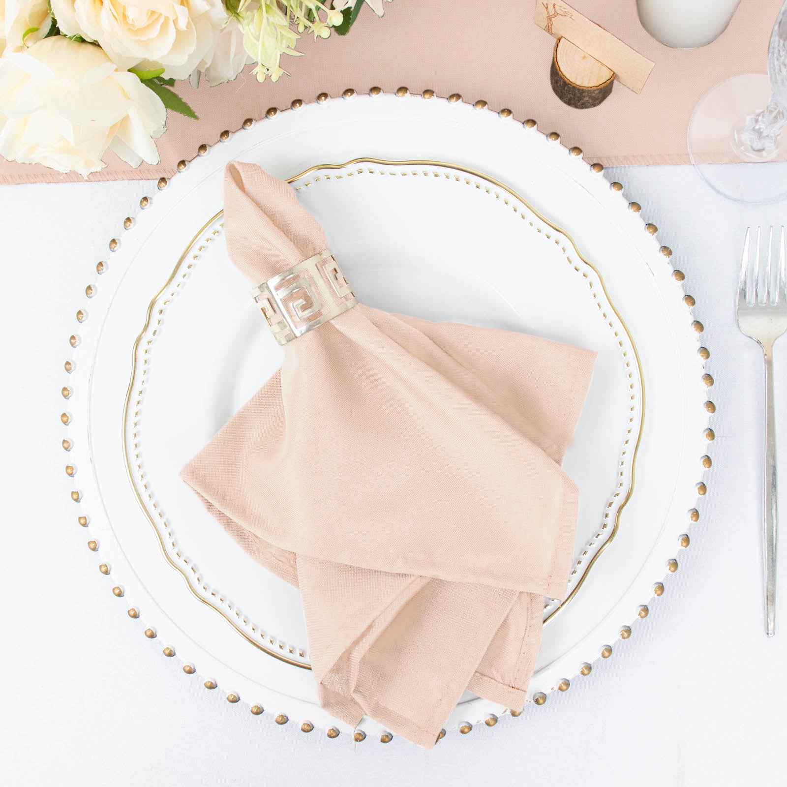 5 Pack | Blush / Rose Gold Seamless Cloth Dinner Napkins, Wrinkle Resistant Linen | 17inchx17inch