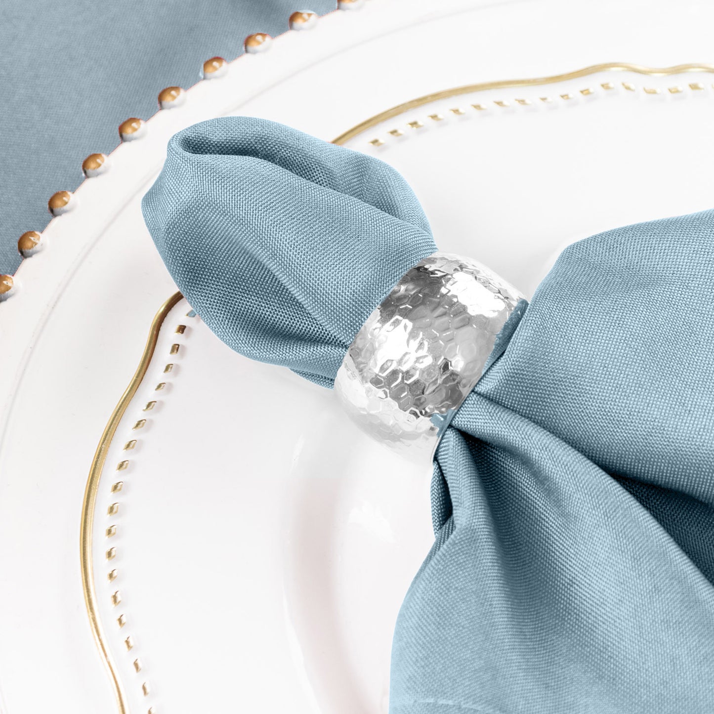 17 Inch x 17 Inch Cloth Dinner Napkins in Dusty Blue Seamless Wrinkle Resistant 5 Pack