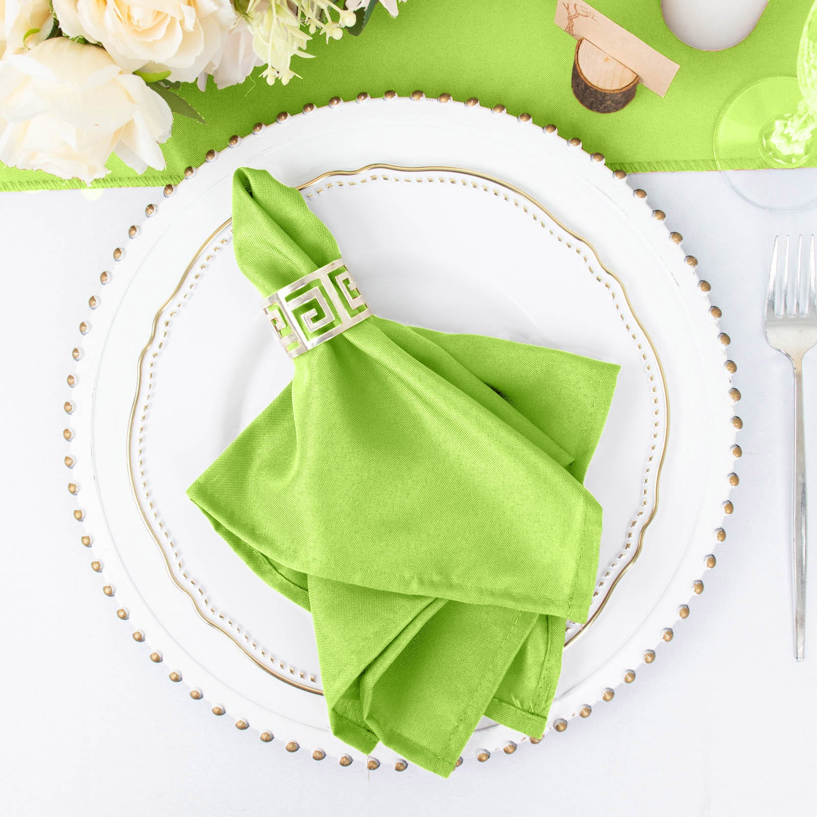 5 Pack | Apple Green Seamless Cloth Dinner Napkins, Wrinkle Resistant Linen | 17inchx17inch