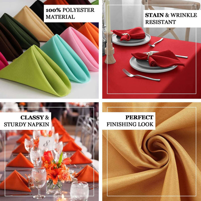 Orange Cloth Napkins with Hemmed Edges, Reusable Polyester Dinner Linen Napkins - 17"x17"