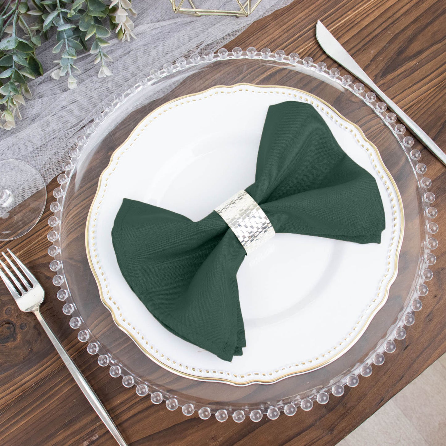 5 Pack Seamless Wrinkle Resistant 17 Inch x 17 Inch Hunter Emerald Green Linen Cloth Dinner Napkins