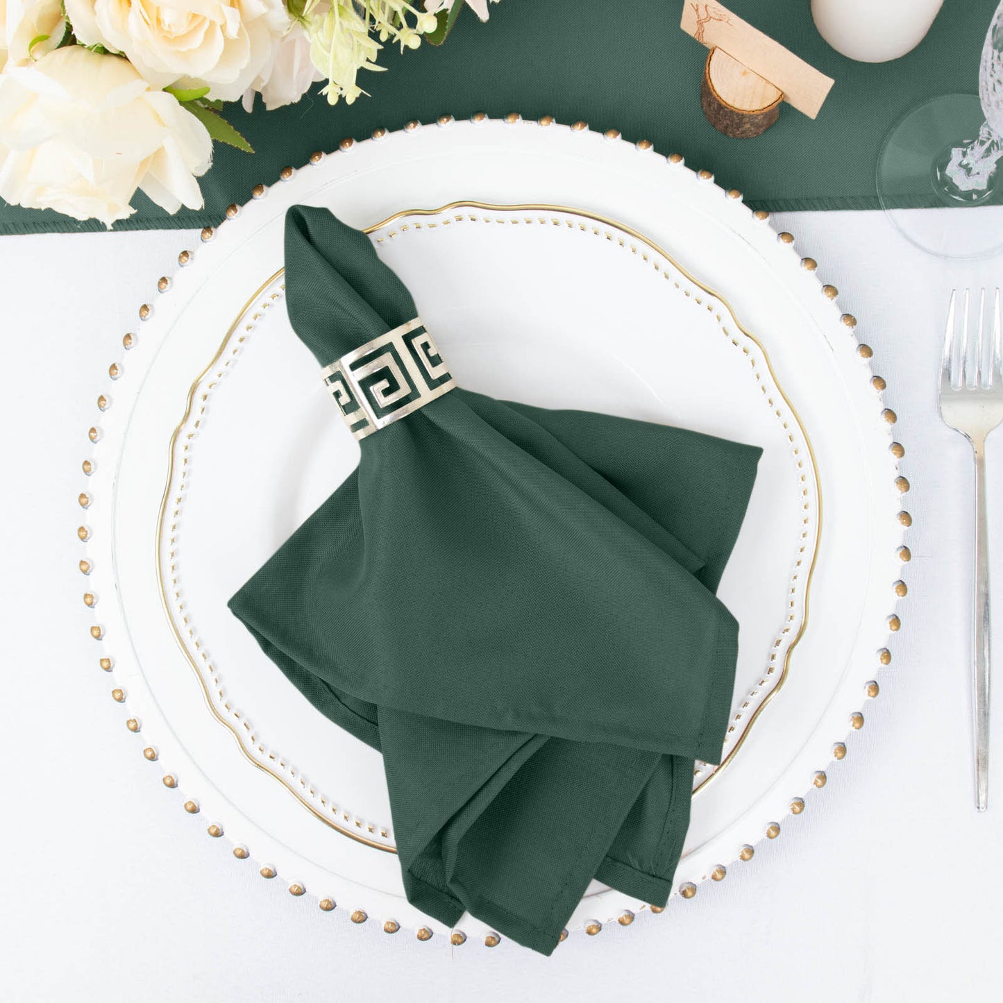 5 Pack Seamless Wrinkle Resistant 17 Inch x 17 Inch Hunter Emerald Green Linen Cloth Dinner Napkins