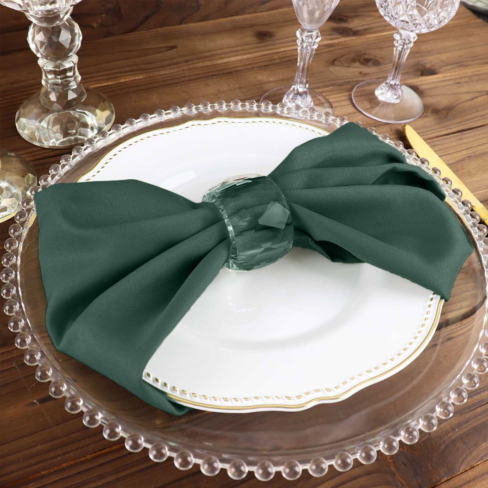 5 Pack Seamless Wrinkle Resistant 17 Inch x 17 Inch Hunter Emerald Green Linen Cloth Dinner Napkins