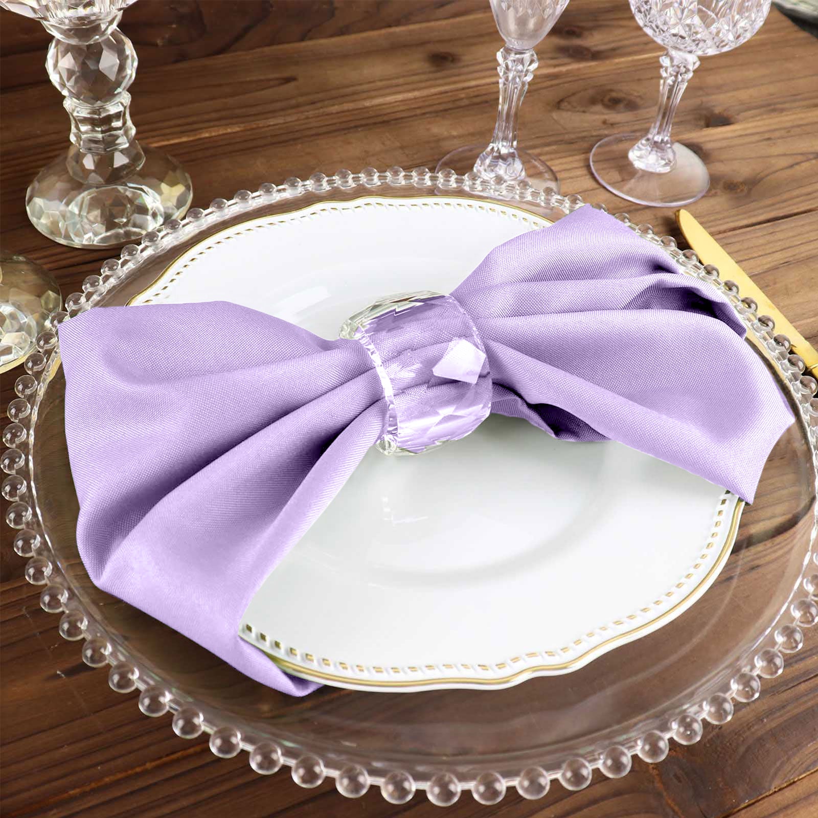 5 Pack | Lavender Lilac Seamless Cloth Dinner Napkins, Wrinkle Resistant Linen | 17"x17"