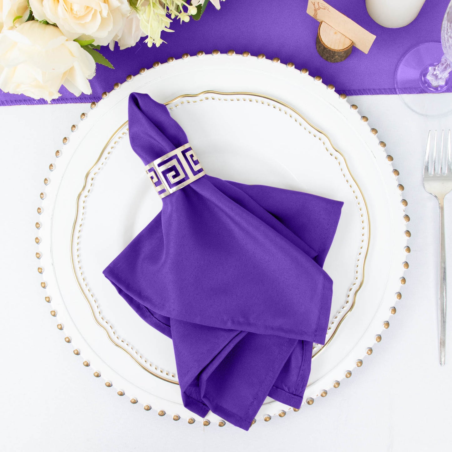 5 Pack | Purple Seamless Cloth Dinner Napkins, Wrinkle Resistant Linen | 17inchx17inch