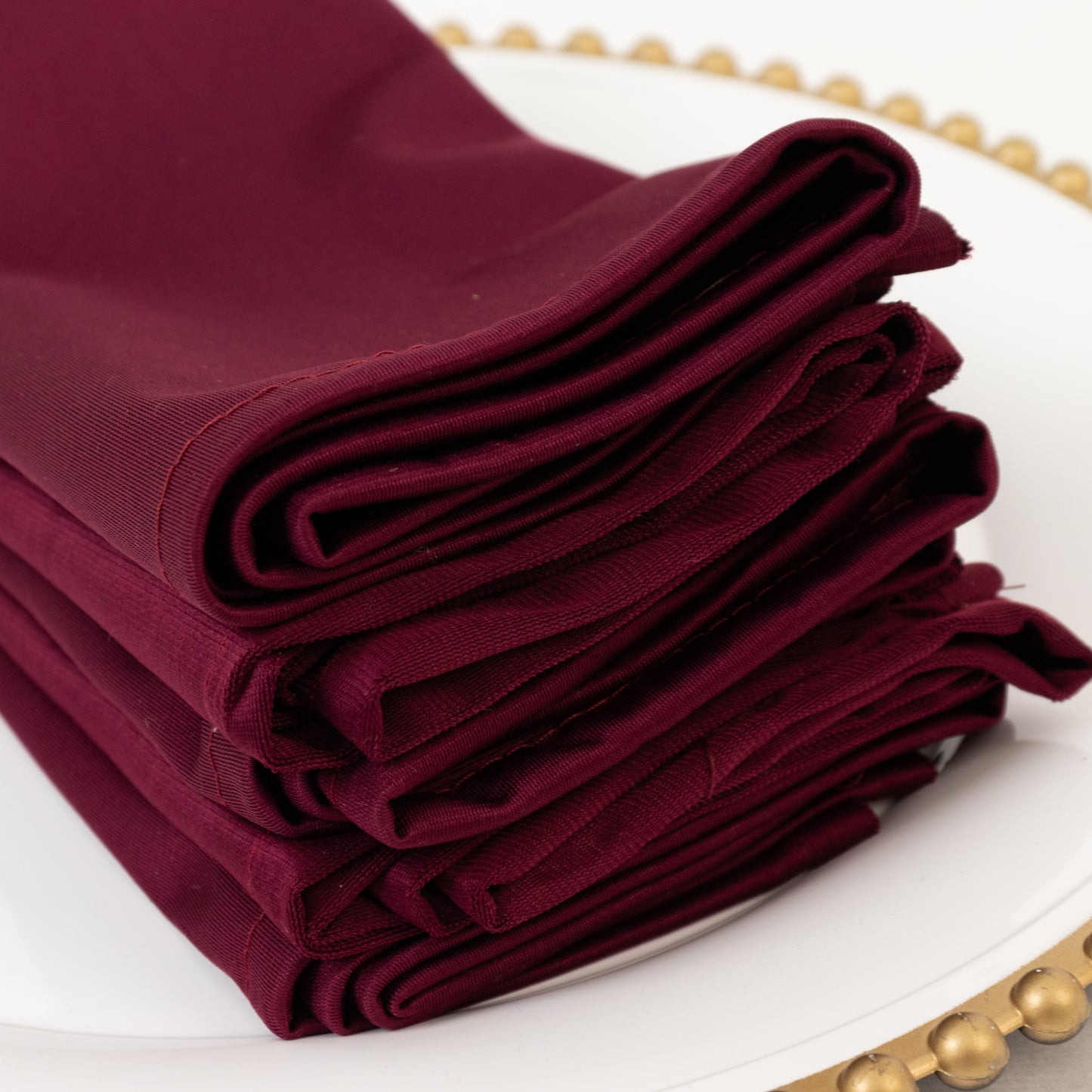 5 Pack Burgundy Scuba Napkins – 17"x17", Wrinkle-Free & Stain Resistant Cloth Napkins