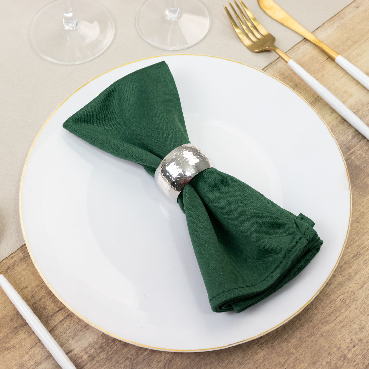 5 Pack Hunter Emerald Green Scuba Napkins – 17"x17", Wrinkle-Free & Stain Resistant Cloth Napkins