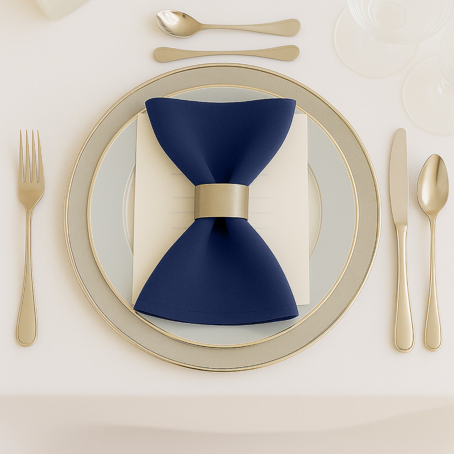 5 Pack Navy Blue Scuba Napkins – 17"x17", Wrinkle-Free & Stain Resistant Cloth Napkins