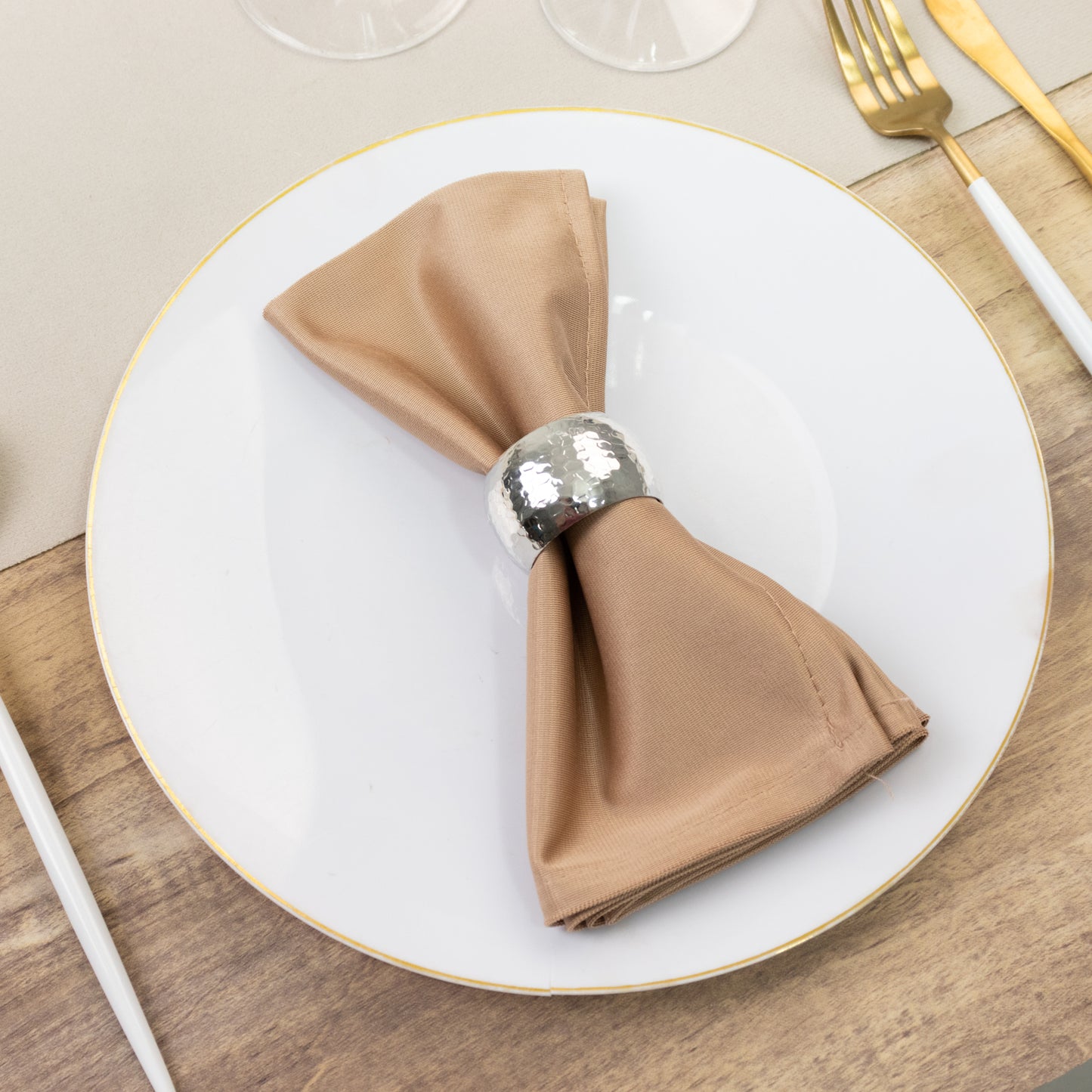 5 Pack Nude Scuba Napkins – 17"x17", Wrinkle-Free & Stain Resistant Cloth Napkins