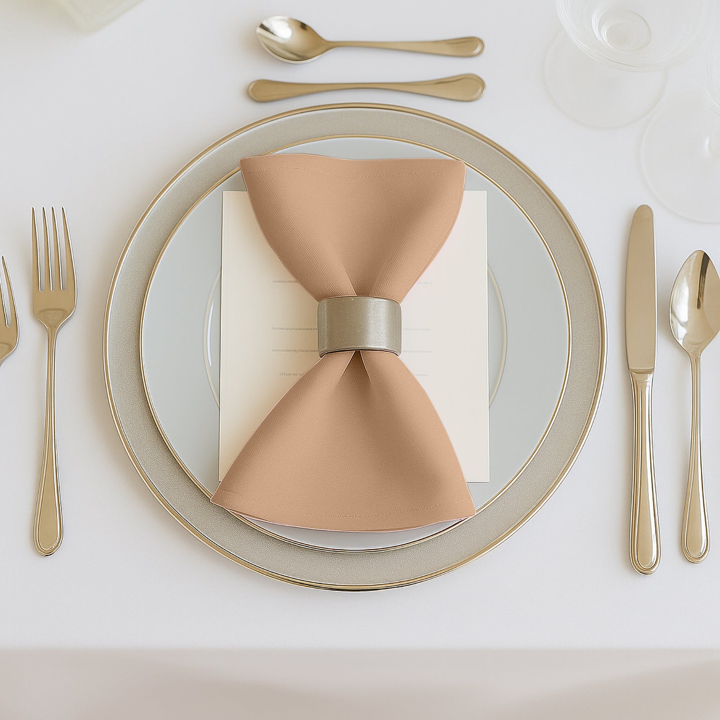 5 Pack Nude Scuba Napkins – 17"x17", Wrinkle-Free & Stain Resistant Cloth Napkins