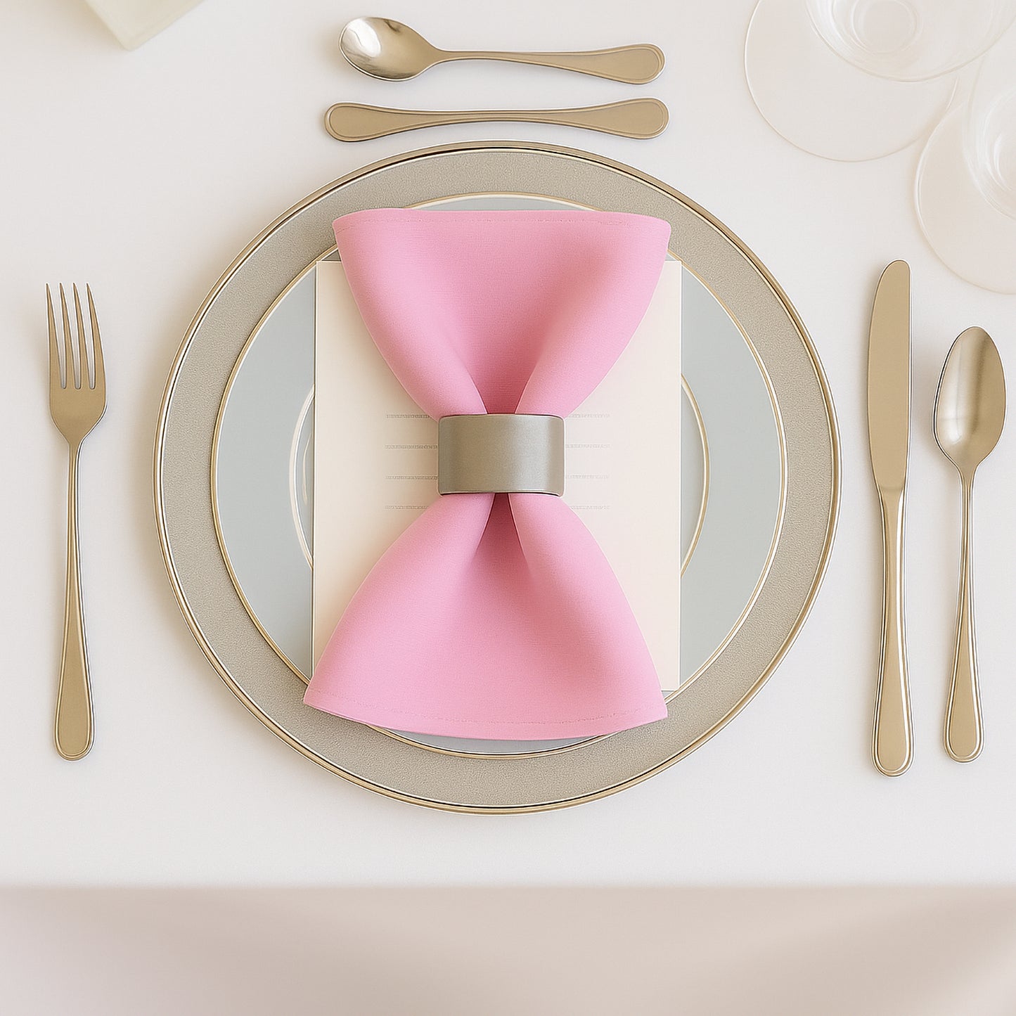 5 Pack Pink Scuba Napkins – 17"x17", Wrinkle-Free & Stain Resistant Cloth Napkins