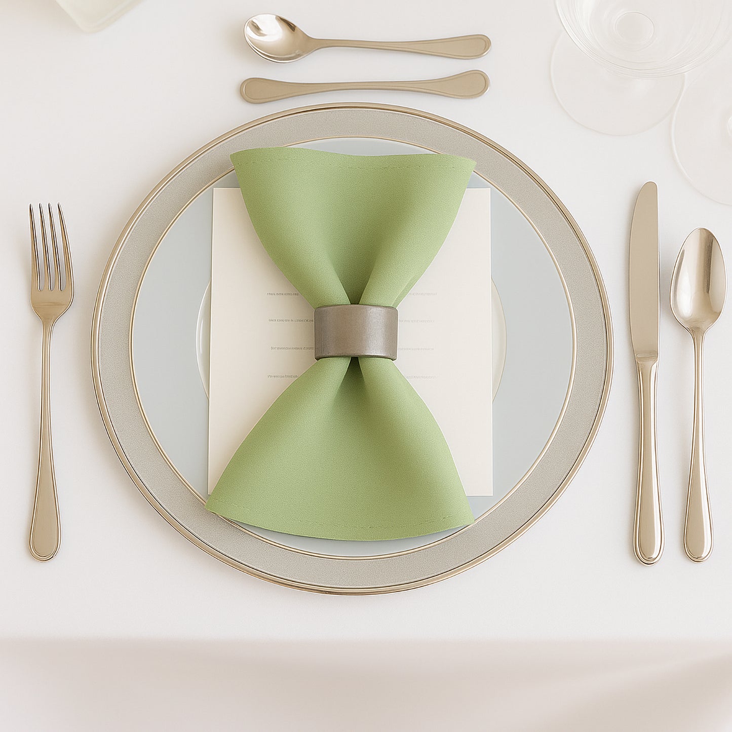 5 Pack Sage Green Scuba Napkins – 17"x17", Wrinkle-Free & Stain Resistant Cloth Napkins